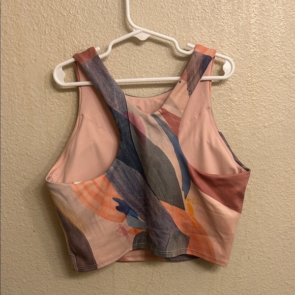 Athleta Crop Tank Sports Bra Abstract Pink Purple Shelf Bra Built-In Size Small - Picture 2 of 2